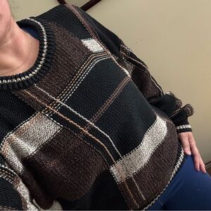 Vintage Alexander Julian plaid linen blend oversized sweater M